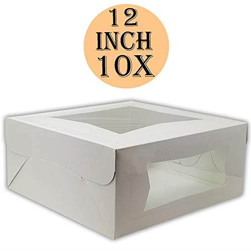 Cake Boxes 12 x 12 x 5, Bakery Box Has Double Window, Cake Supplies, 10 Pack.
