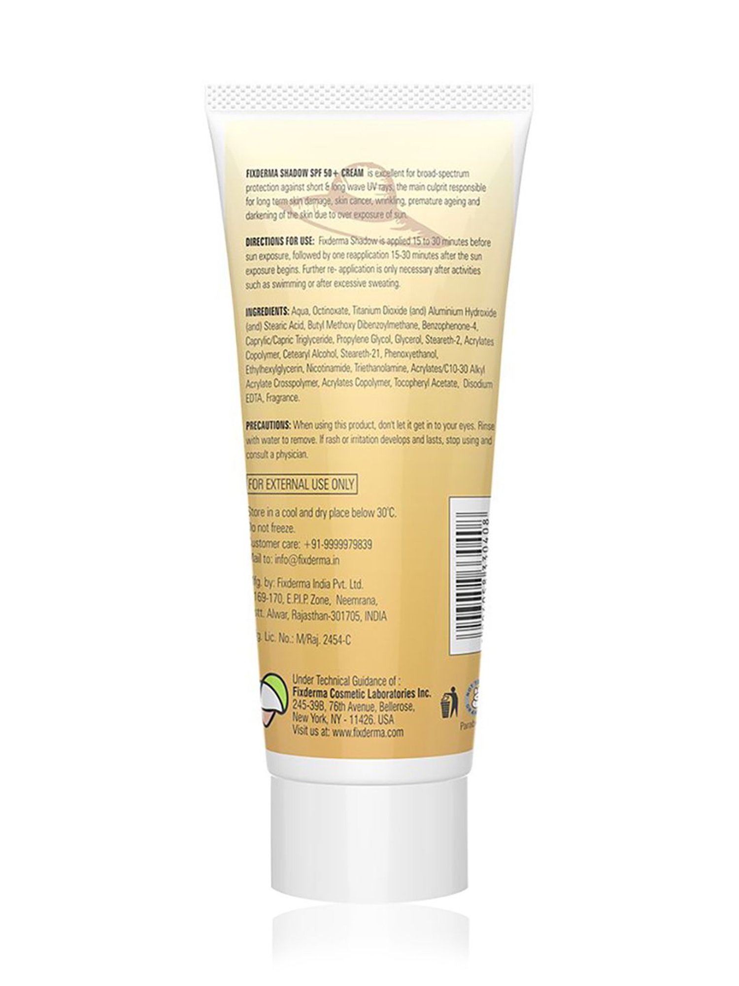 Fixderma Shadow Spf 50+ Cream, Broad Spectrum Uv Protection,Non-Greasy Sunscreen - 40 gm