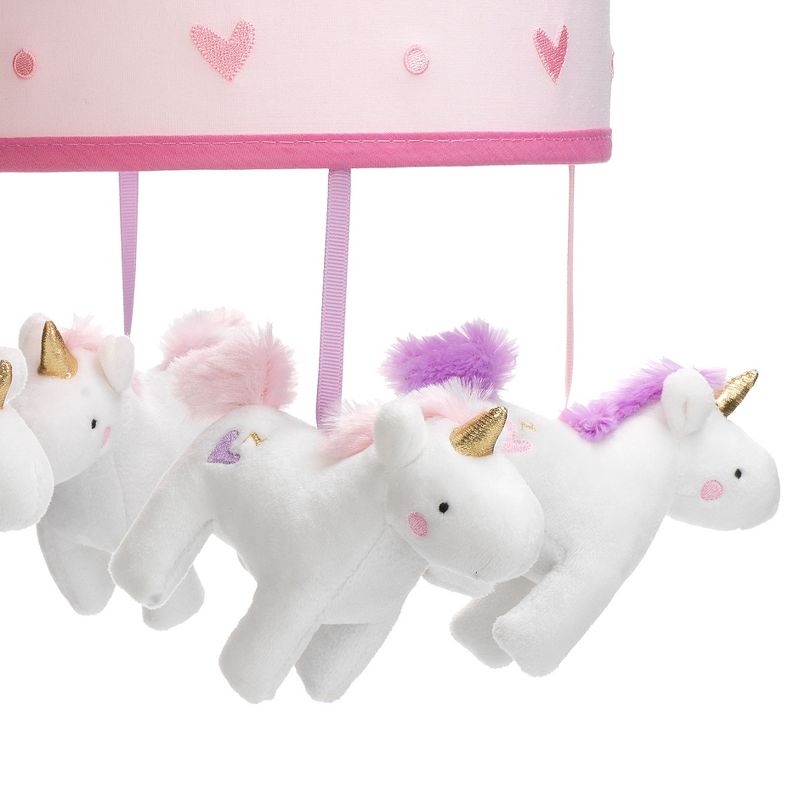 Lambs & Ivy Magic Unicorn White/Pink Musical Baby Crib Mobile Soother Toy