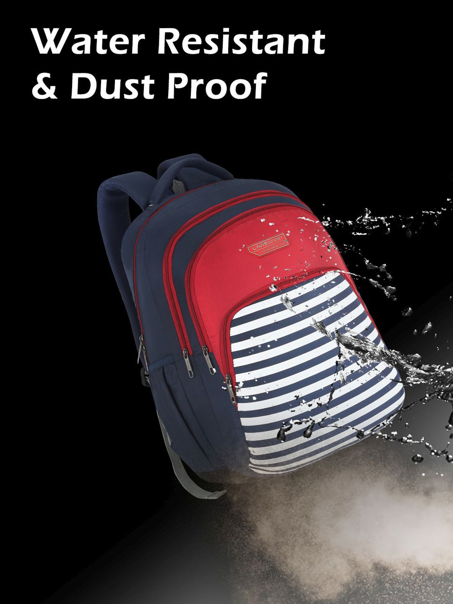 Lavie Sport Nautical 39L Printed School Unisex Backpack with Rain cover for Boys/Girls (Navy)