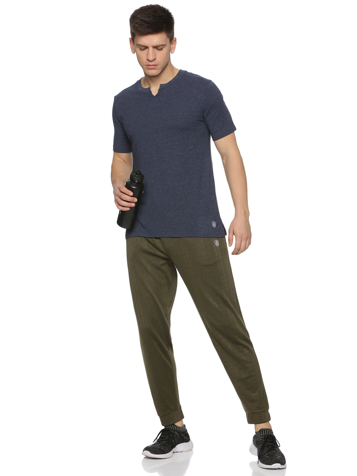 DOMIN8 Men Upf Sun Protection Eco Friendly Yoga T-Shirt With Notch Neck(Blue)