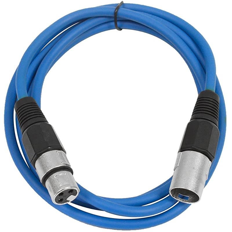 SAXLX-6 - 6 Pack of 6' Blue XLR Male to XLR Female Patch Cables - Balanced - 6 Foot Patch Cords
