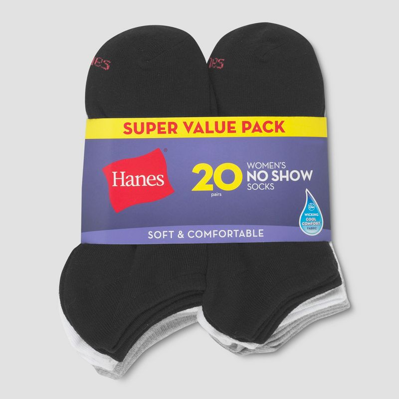 Hanes Red Label Women's Lightweight 20pk No Show Socks - Colors May Vary 5-9