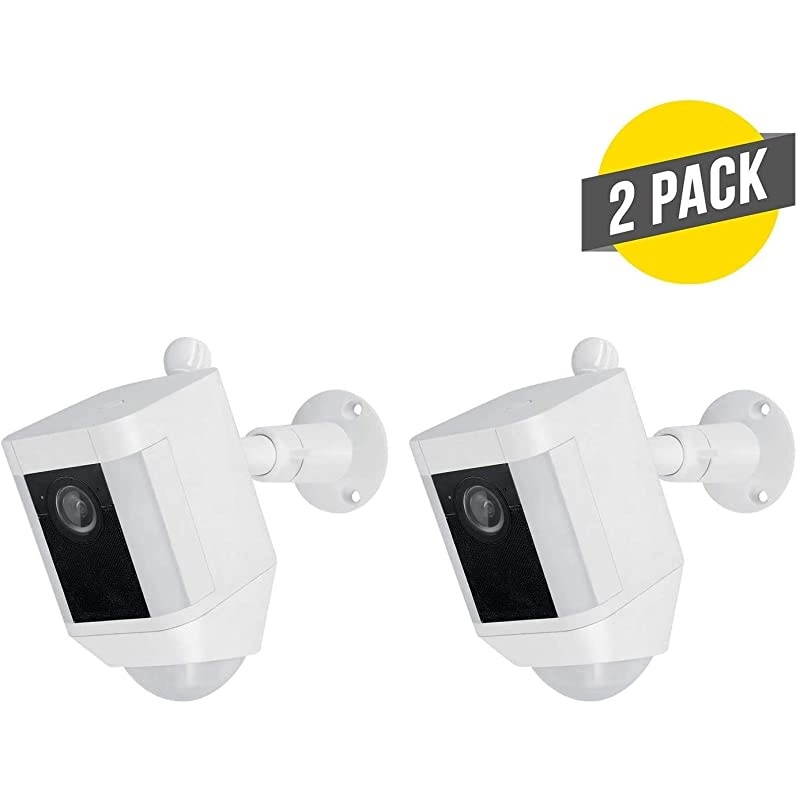 Metal Mount Compatible with Ring Spotlight Cam Battery Adjustable IndoorOutdoor Security Mount 2 Pack White