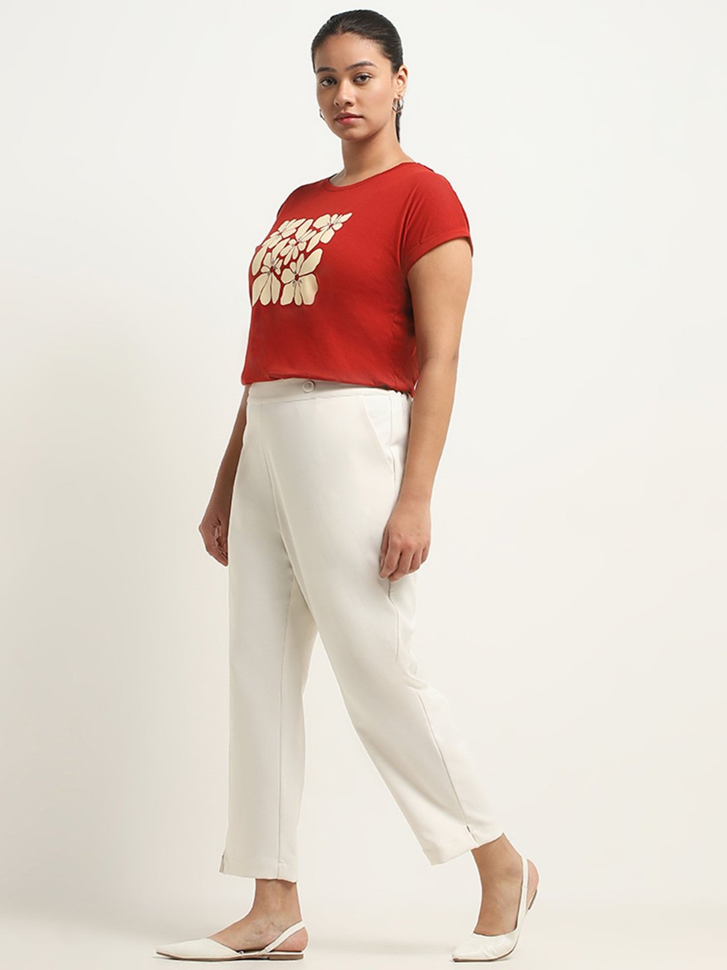 Gia by Westside Rust Floral Design T-Shirt