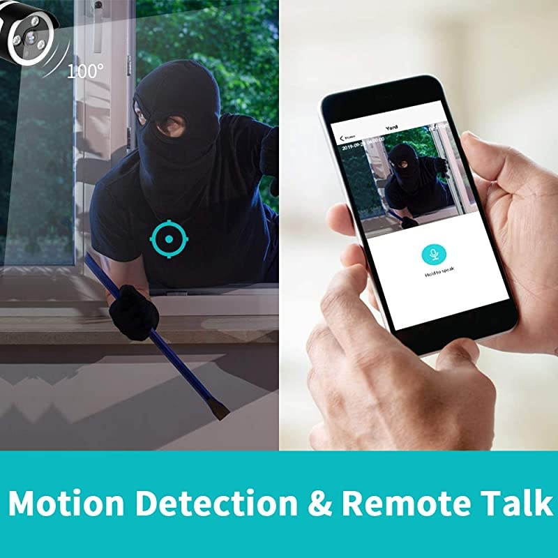 Camera 1080P Security Camera IP66 Waterproof 2Way Audio Home Security Camera Camera Wireless with Motion Detection Night Vision Cloud StorageTF Card Work with Alexa