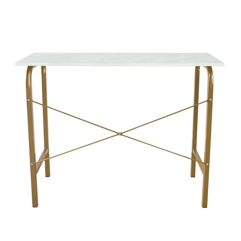 40" Home Office Computer Desk with Metal Base Marble/Brass - Versanora