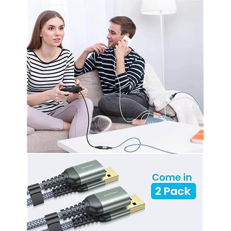 2 Pack  USB 30 Extension Cable Type A Male to Female Extension Cord 10FT Durable Braided Material Fast Data Transfer Compatible with USB KeyboardMouseFlash Drive Hard DrivePrinter