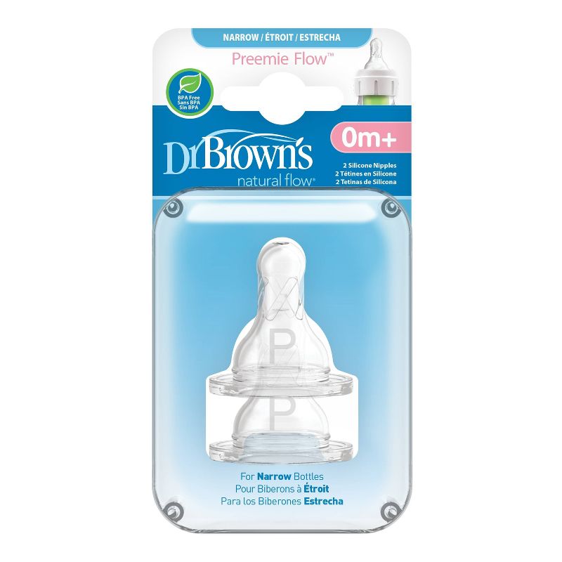 Dr. Brown's Natural Flow Preemie Standard Bottle Nipples - 2pk