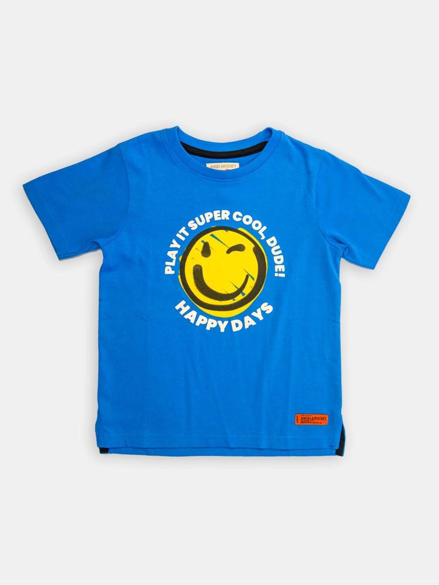 Angel & Rocket Kids Blue Cotton Printed T-Shirt