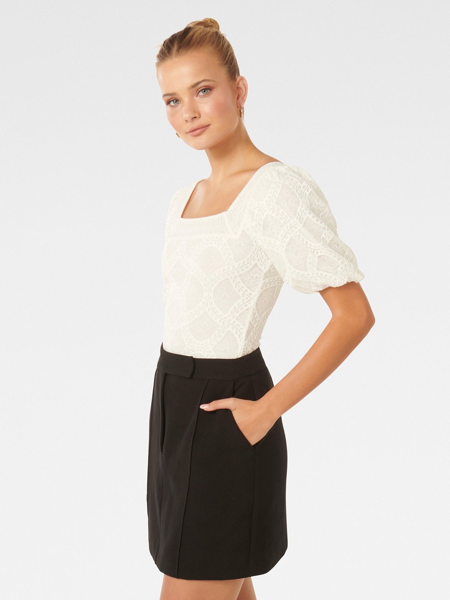 Forever New Rosemary Lace Square Neck Top