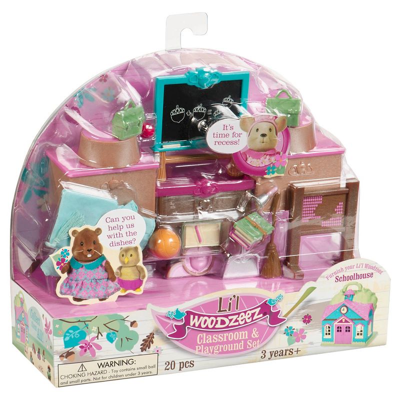 Li'l Woodzeez Miniature Furniture Playset 20pc - Classroom & Playground Set