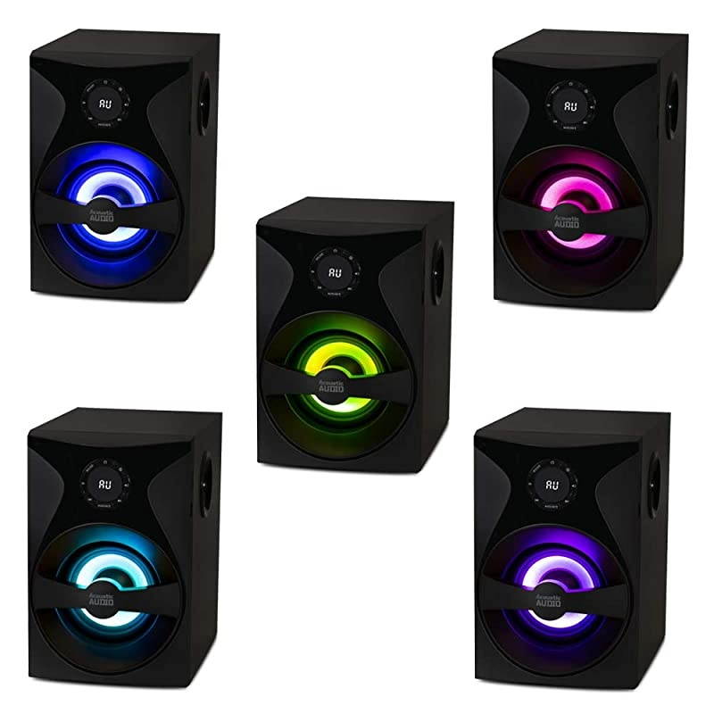 AA5400 Bluetooth 51 Speaker System with Sub Light and FM Home Theater 6 Speaker Set Black