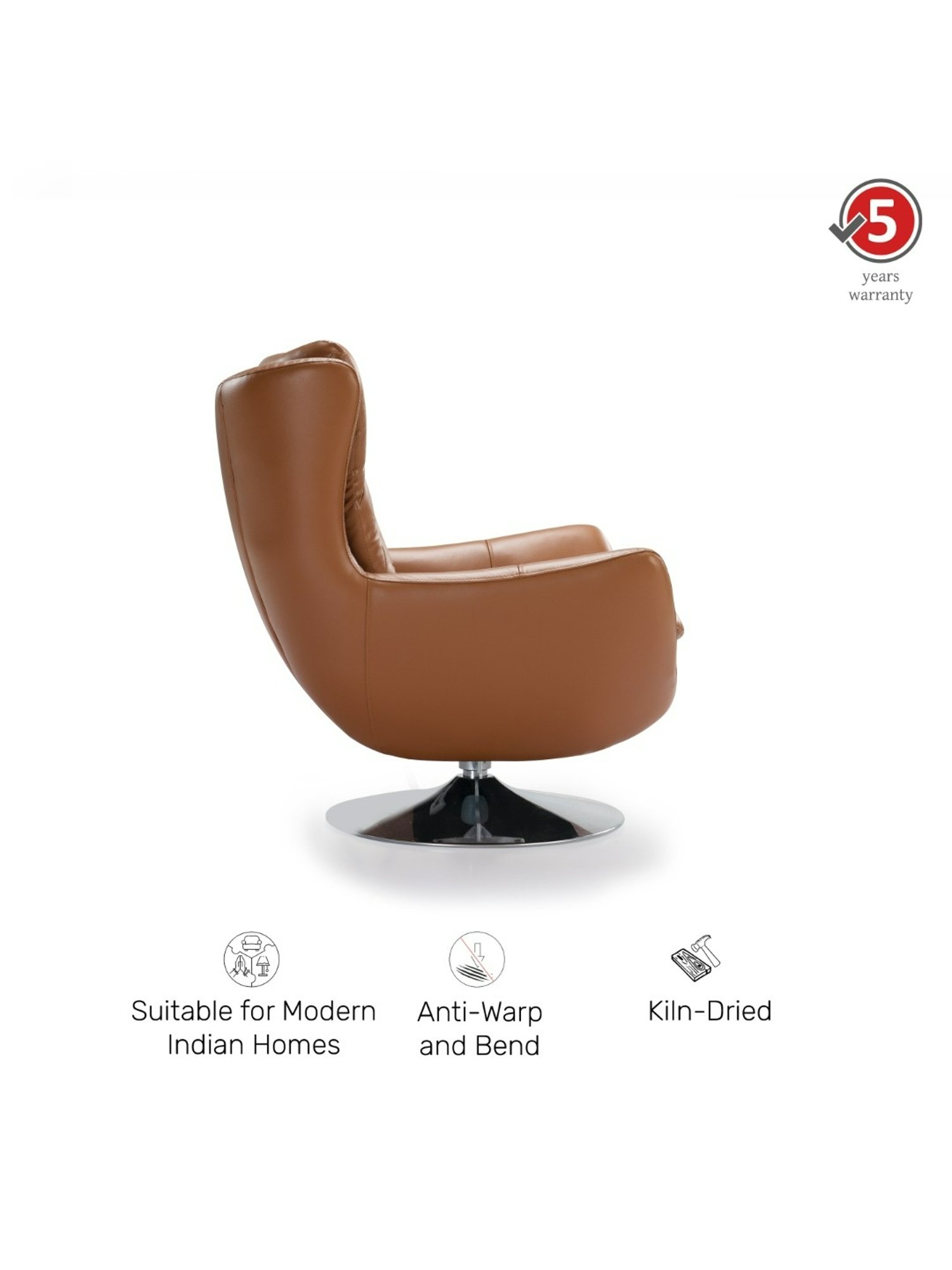 Durian Rosslyn Contemporary Tan Brown Leather Lounge Chair