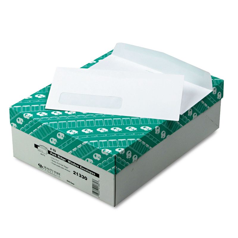 Quality Park Park Ridge Embossed Window Envelope #10 4 1/8 x 9 1/2 White 500/Box 21330