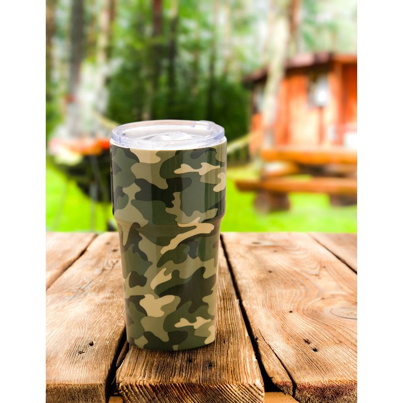 Evergreen Flag Double Wall Ceramic Companion Cup with Tritan Lid, 13 OZ, Camouflage