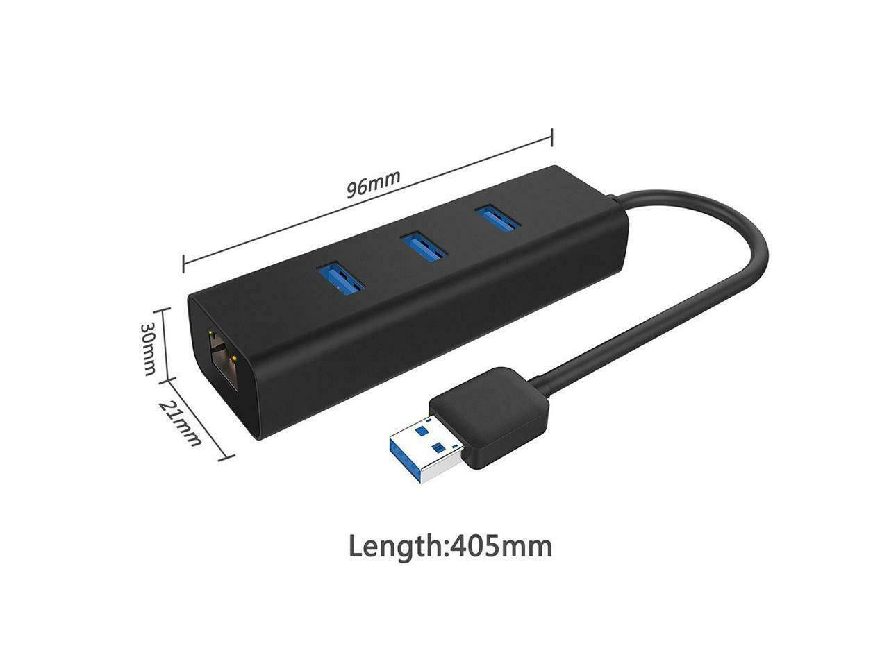 3-Port USB 3.0 HUB with 10/100/1000 Gigabit Ethernet Converter (3 USB 3.0 Ports, A RJ45 Gigabit Ethernet Port, Support Windows XP, Vista, Win7/8 (32/64 bit), Mac OS 10.6 and Above, Linux) Black