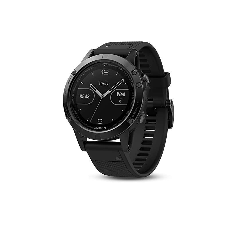 fenix 5, Premium and Rugged Multisport GPS Smartwatch, Slate Gray with Black Band, Renewed
