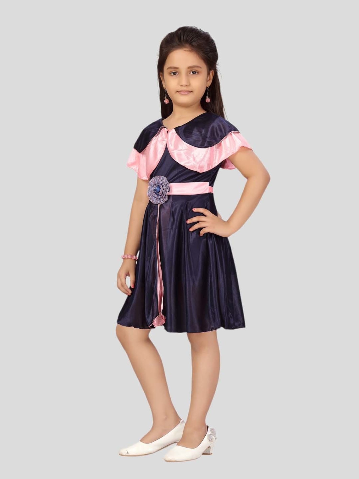 Aarika Kids Blue & Pink Applique Frock Dress