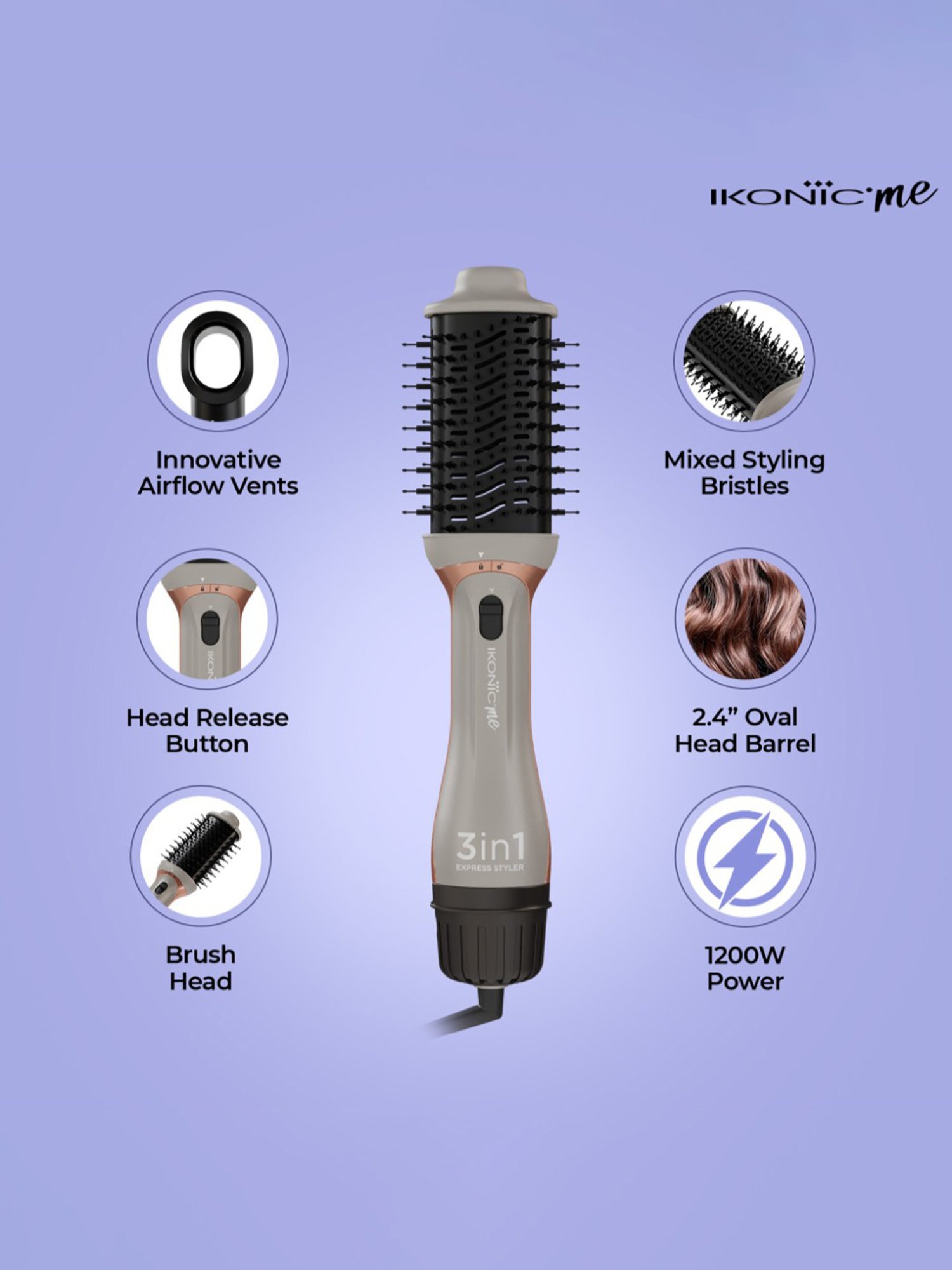 Ikonic Me 3 In 1 Express Styler - Grey & Black