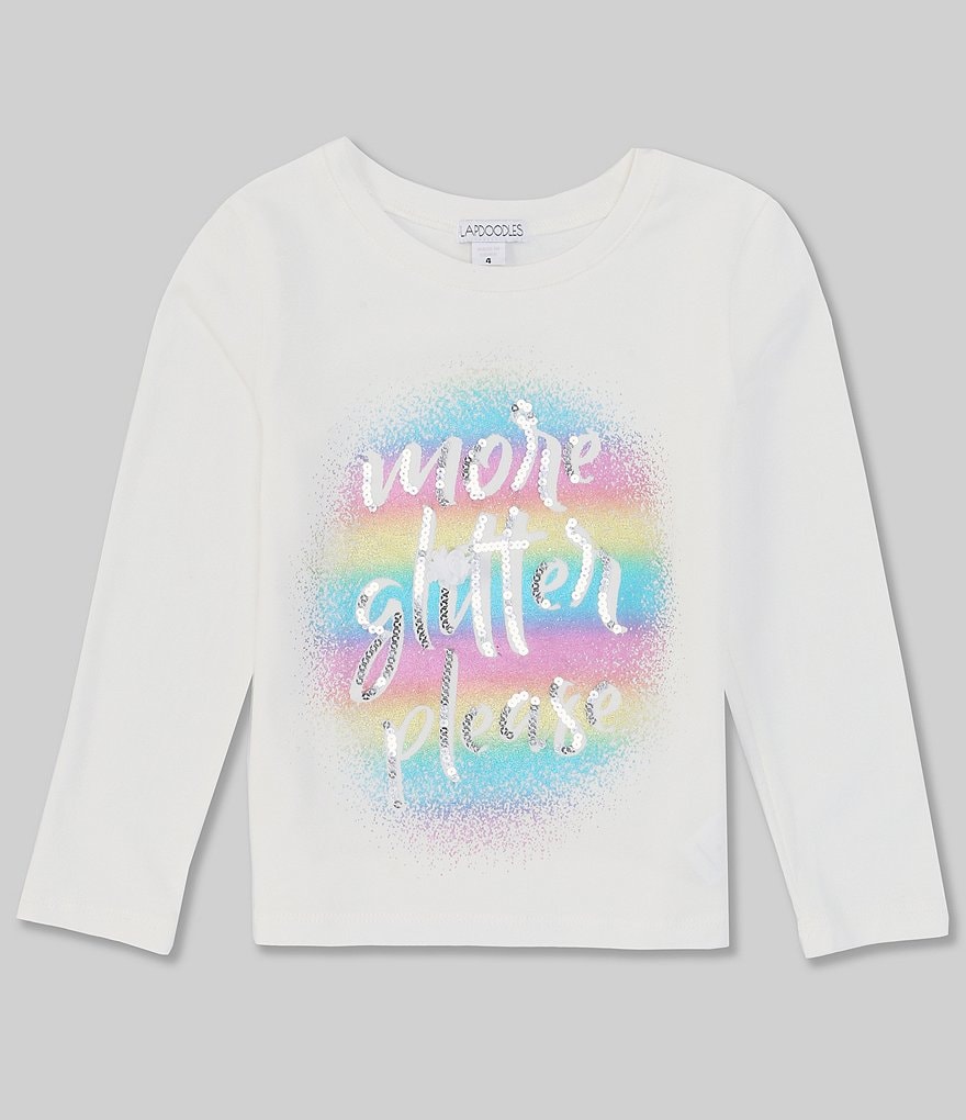 Flapdoodles Little Girls 2T-4T Long Sleeve High Low Graphic Tee