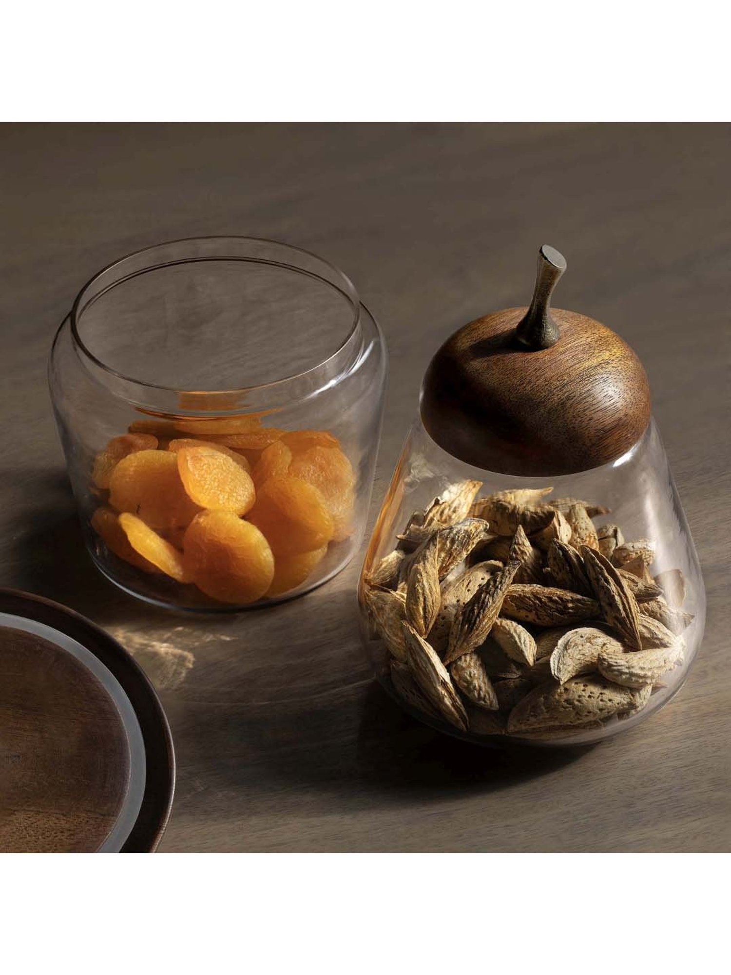 Ellementry Transparent & Brown Glass Fruit Jar Set (1 Large Fruit Jar and 1 Small Fruit Jar)