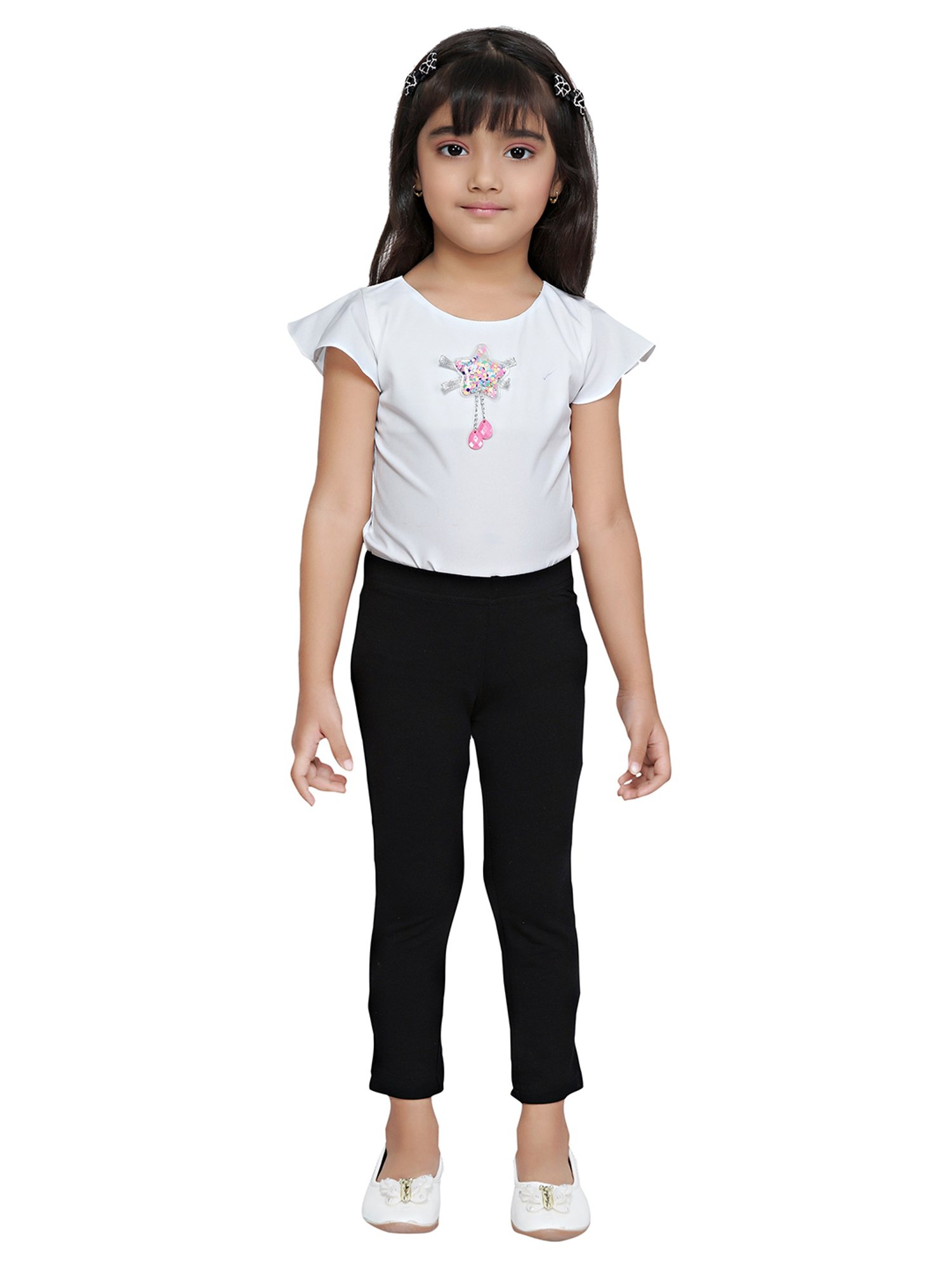 Tiny Girl Black Solid Leggings