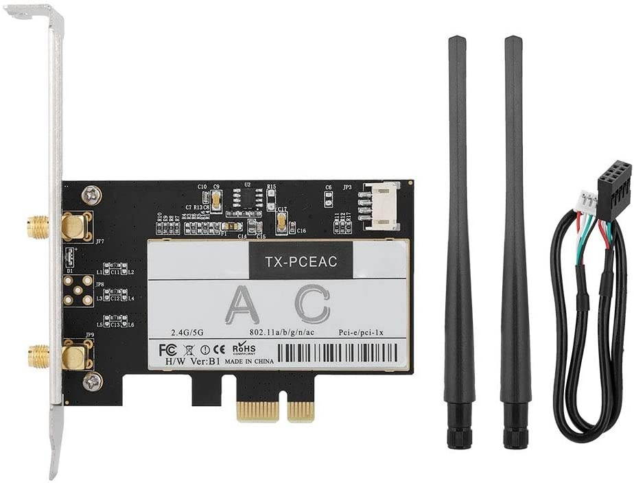 Redxiao PCI-E Network Card with Antenna, Desktop PC 1300Mbps Wireless Network Card + Bluetooth 4.1 for QCNFA344