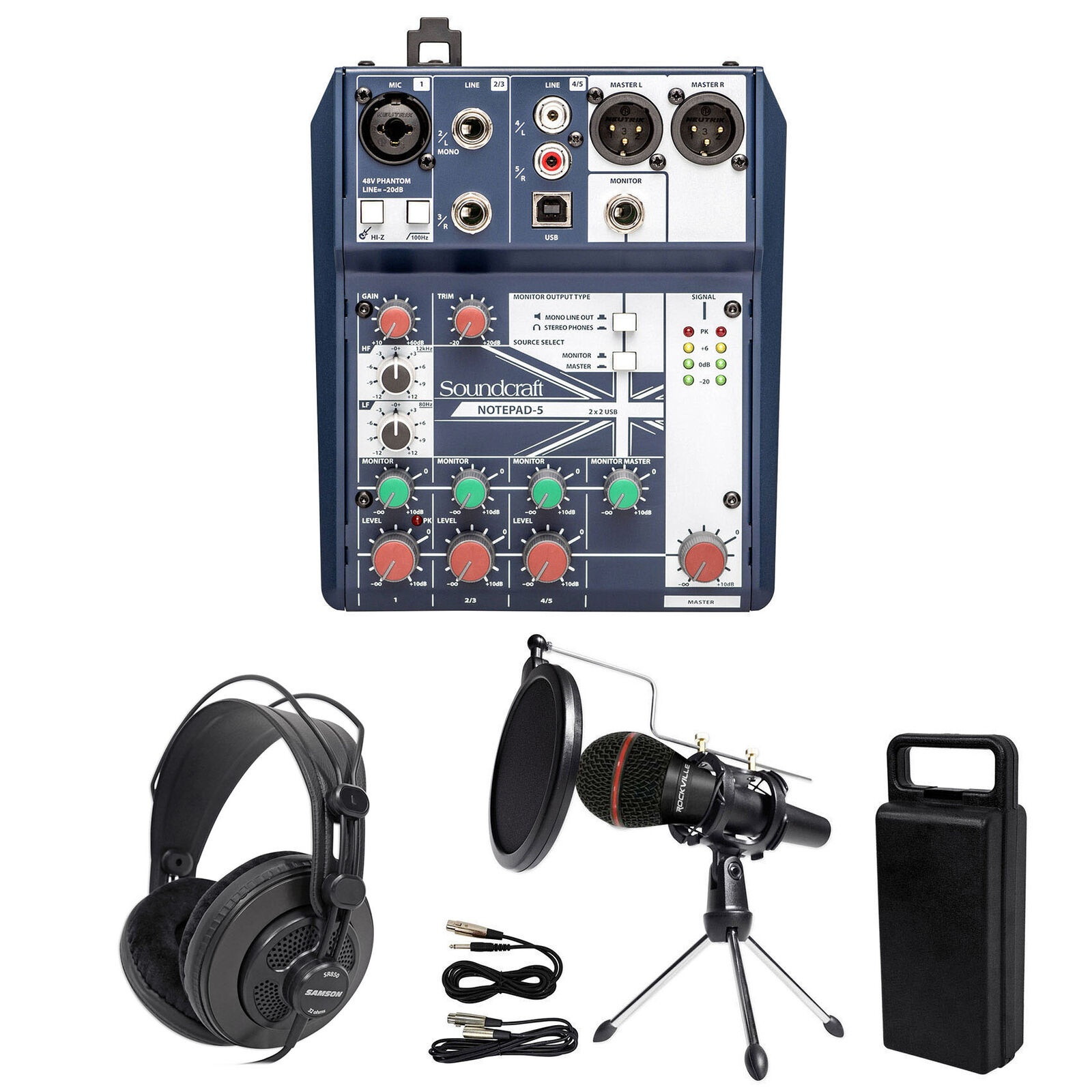 Gaming Twitch Stream Bundle w/ Soundcraft Mixer+Headphones+Mic+Stand