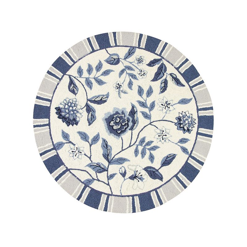 3' Round Floral Accent Rug Blue - C&F Home