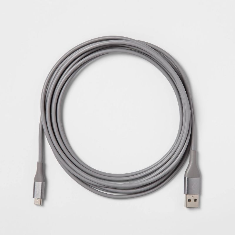 heyday™ 10' Micro-USB to USB-A Round Cable - Cool Gray/Silver