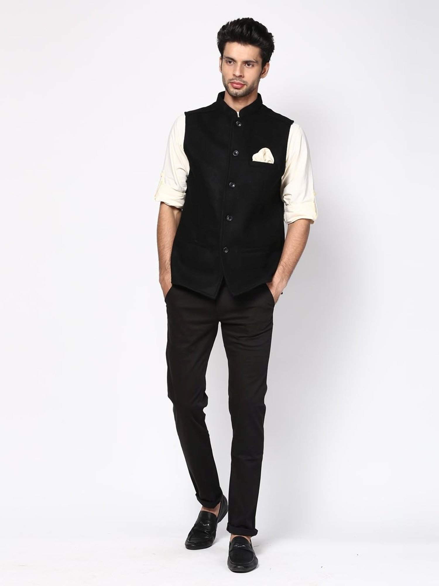 Even Black Regular Fit Nehru Jacket