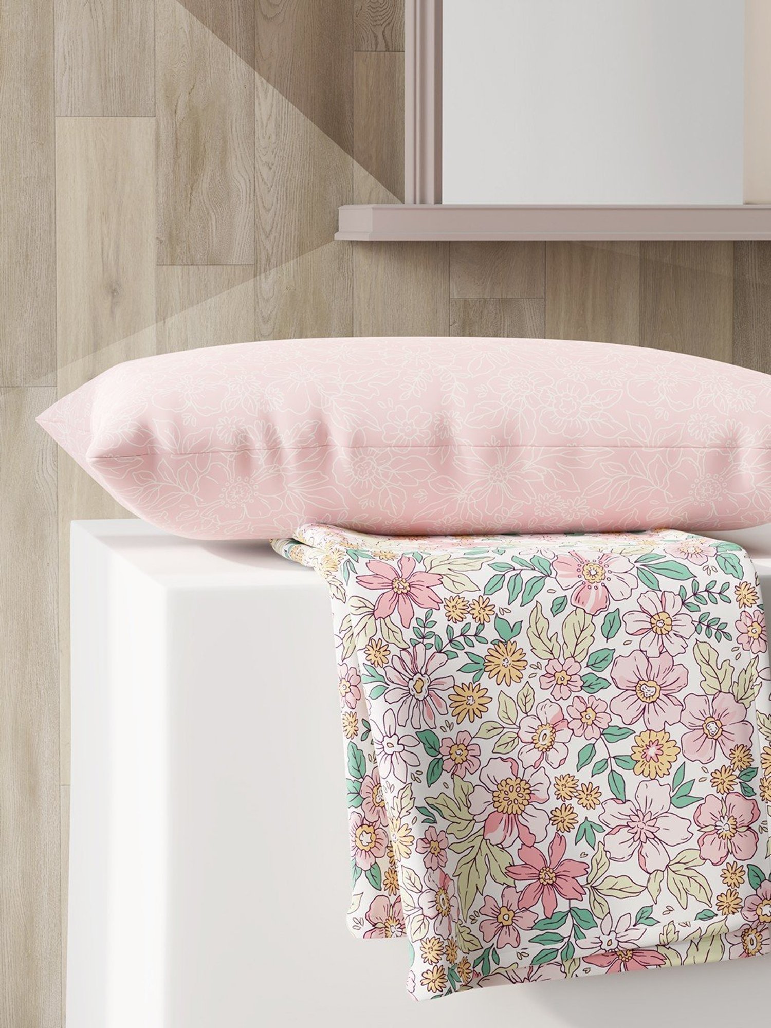 Layers Ivy Floral Pink Bouquet 125 GSM Microfibre Single Bed Sheet with 1 Pillow Cover