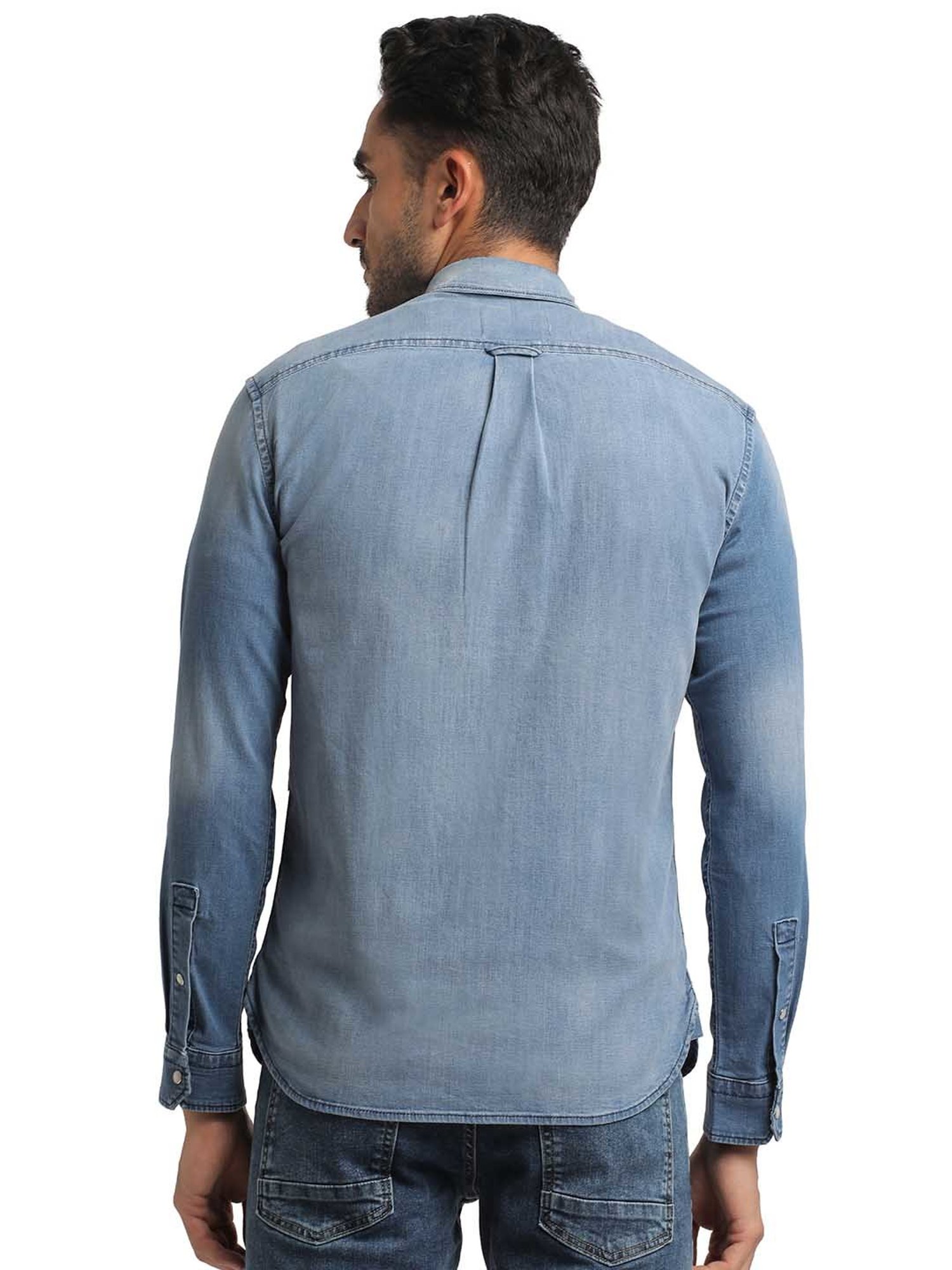 EVERBLUE Light Blue Regular Fit Shirt