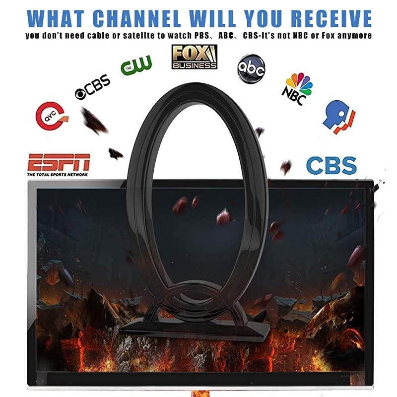 HDTV Antenna, 120 Miles Range Antenna for HDTV with Amplifier Signal Booster, Support 4K 1080P HDTV Channels, 16FT Coaxial Cable for TV Indoor