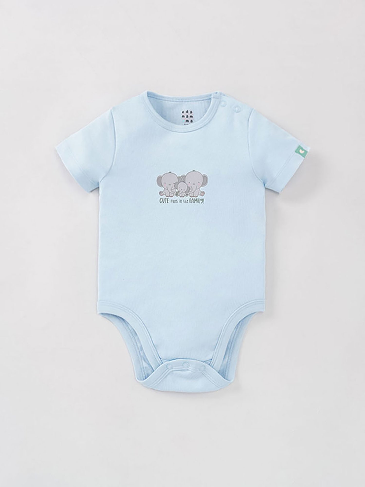 Ed-a-Mamma Baby Blue & White Printed Bodysuit (Pack Of 2)