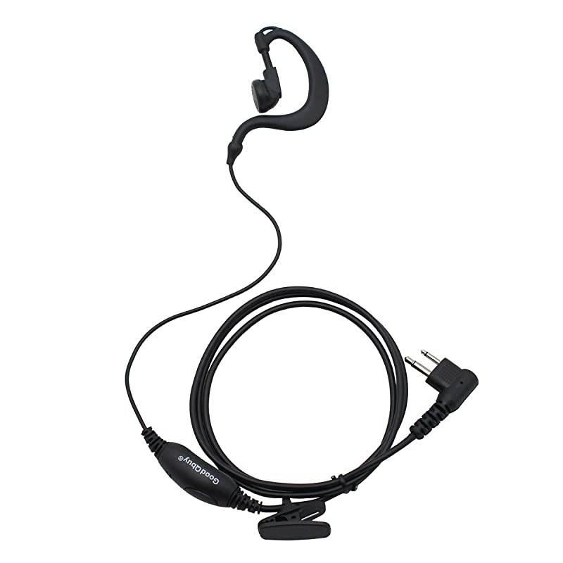 2 Pin G Shape Clip-Ear Headset Earpiece is Compatible with Motorola Two Way Radio Devices CP200 CP200D CP185 DTR650 PR400 EP450 CLS1110 CLS1410 CLS1450 CLS DLR DTR RDX RDU RDV RMU (10 Pack)