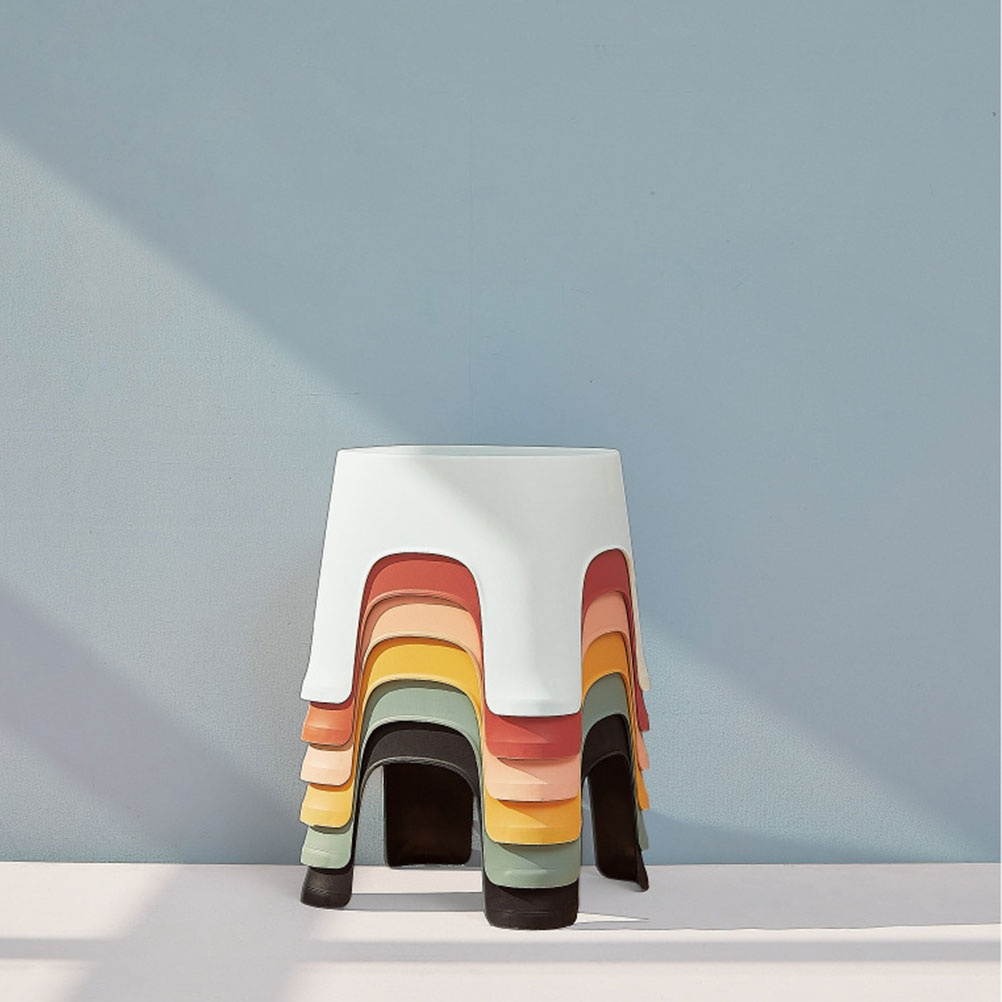 1PC Multi-use Plastic Stool Anti-slip Low Stool Shoes Wearing Stool Bathroom Small Stool for Home (Red)