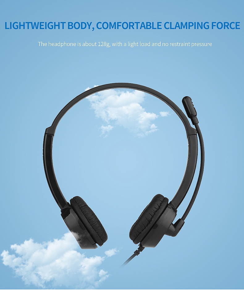 USB Headset Computer Headset with Noise Cancelling Microphone, Lightweight PC Headset Office Headphones Wired Headphones USB/3.5MM Headset for Skype Webinar Cell Phone Call Center