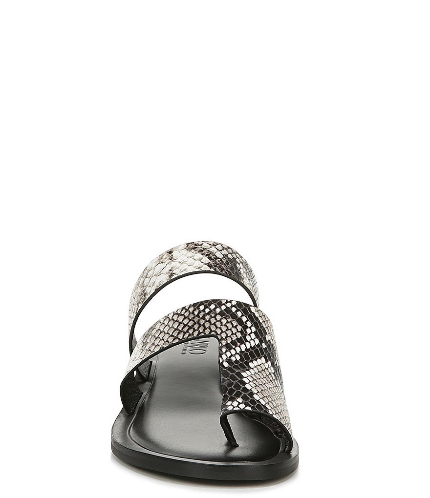 Sarto by Franco Sarto Trixie Snake Print Leather Toe Ring Slide Sandals