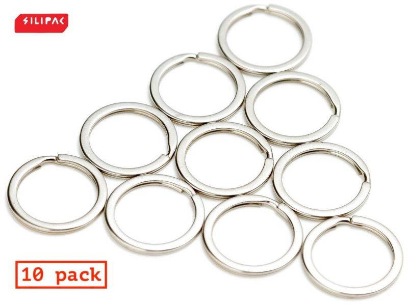 Silipac Metal Key Rings Heavy Duty Keyrings Bulk Stainless Steel Belt Loop Tags Split Car Stationery Chains Tag Loops Round Office Supplies Home Keychains Large Flat Ring Chain Organizer Holder