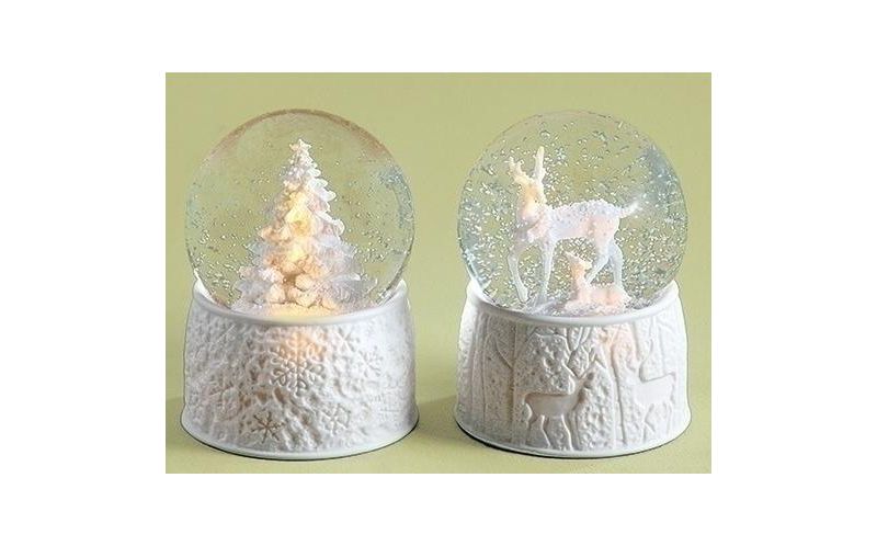 Roman 5.75" LED Musical "Oh' Christmas Tree" Porcelain Christmas Tree Christmas Glitterdome