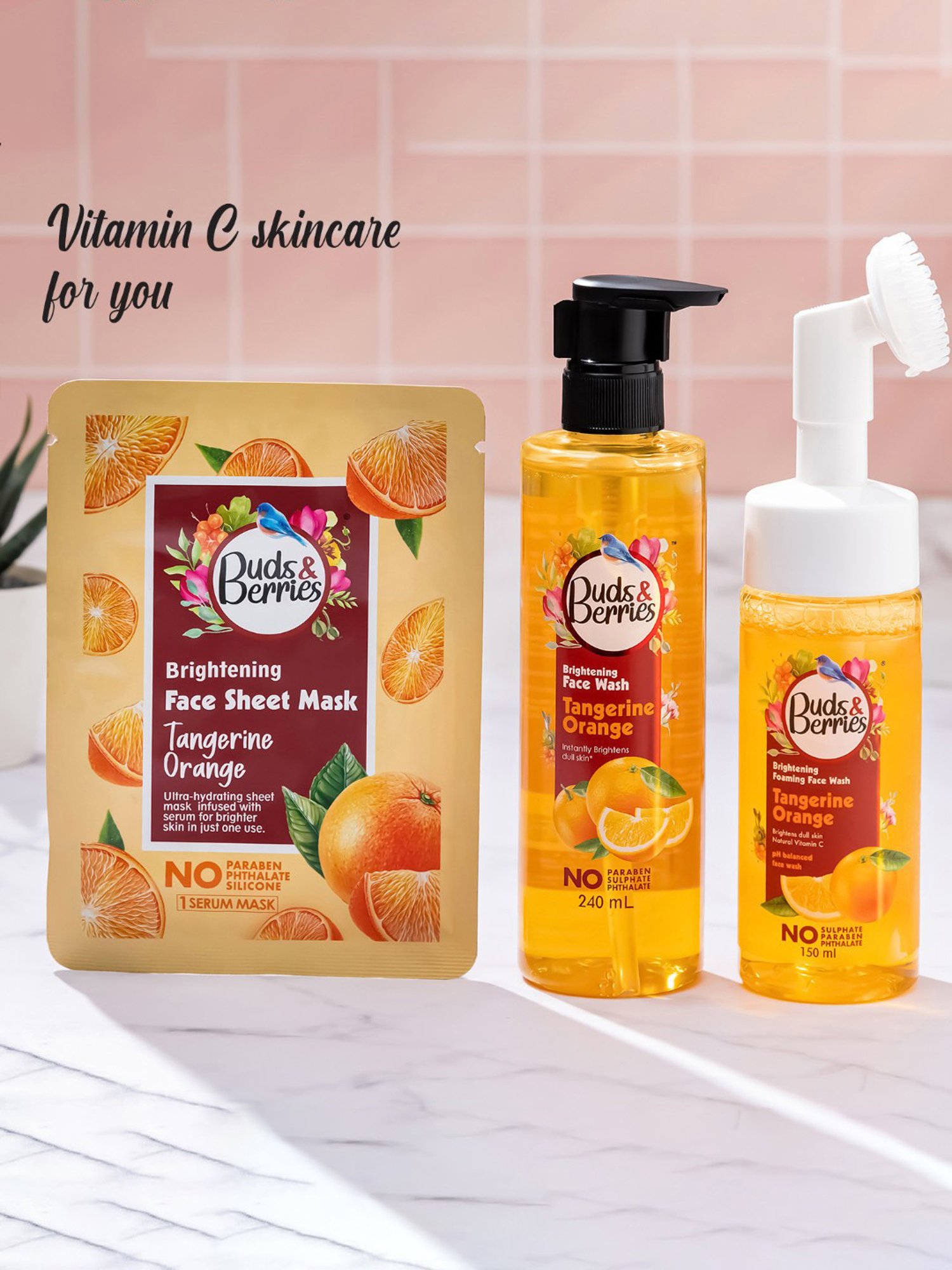 Buds & Berries Tangerine Orange Brightening Foaming Face Wash - 150 ml