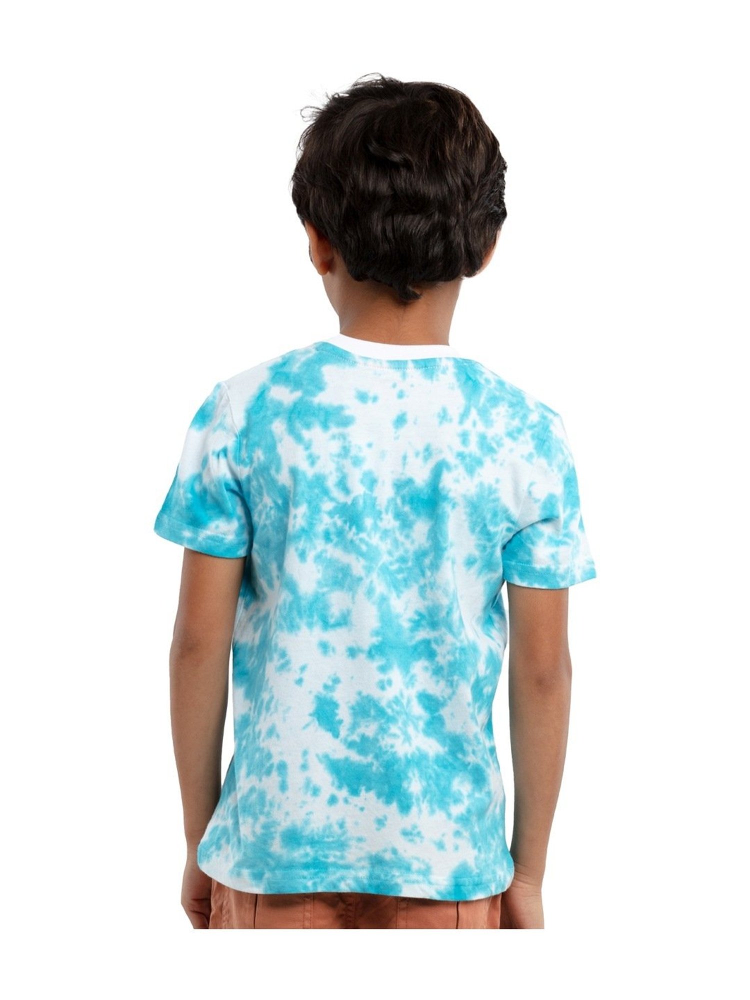 Under Fourteen Only Kids Blue & White Cotton Printed T-Shirt