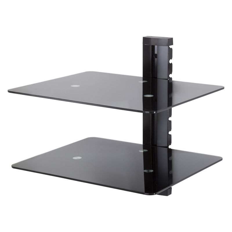 Wall Mounted AV Component Shelving System - 2 Shelves Black