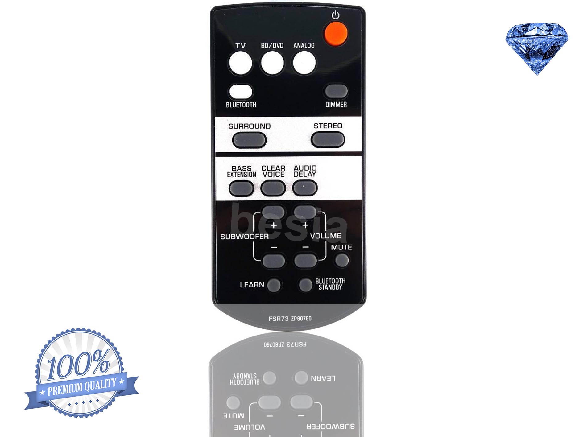 Replace Remote FSR73 ZP80760 For Yamaha Sound Bar System ATS1050, SRT700, YAS105