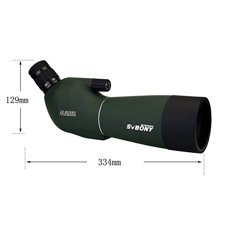 SV28 Porro Prism Spotting Scope 2060x60mm Bird Scopes Shooting Bird Watching 45 Degree Angled Eyepiece Telescope Target Shooting Hunting Bak4 Prism Phone Adapter2060x60mm