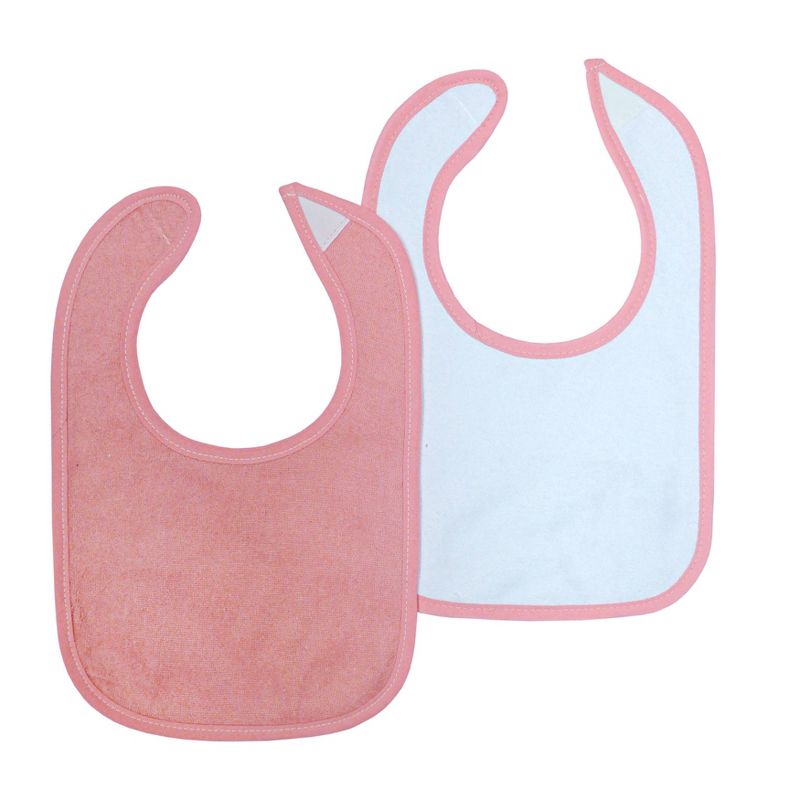 Neat Solutions Solid Pastel/Knit Terry Water-Resistant Lined Bib Set - White - 10pk