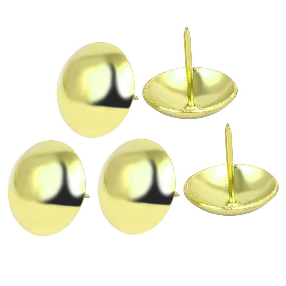 Furniture Iron Round Head Upholstery Tack Domed Nail Gold Tone 25mm Dia 5pcs