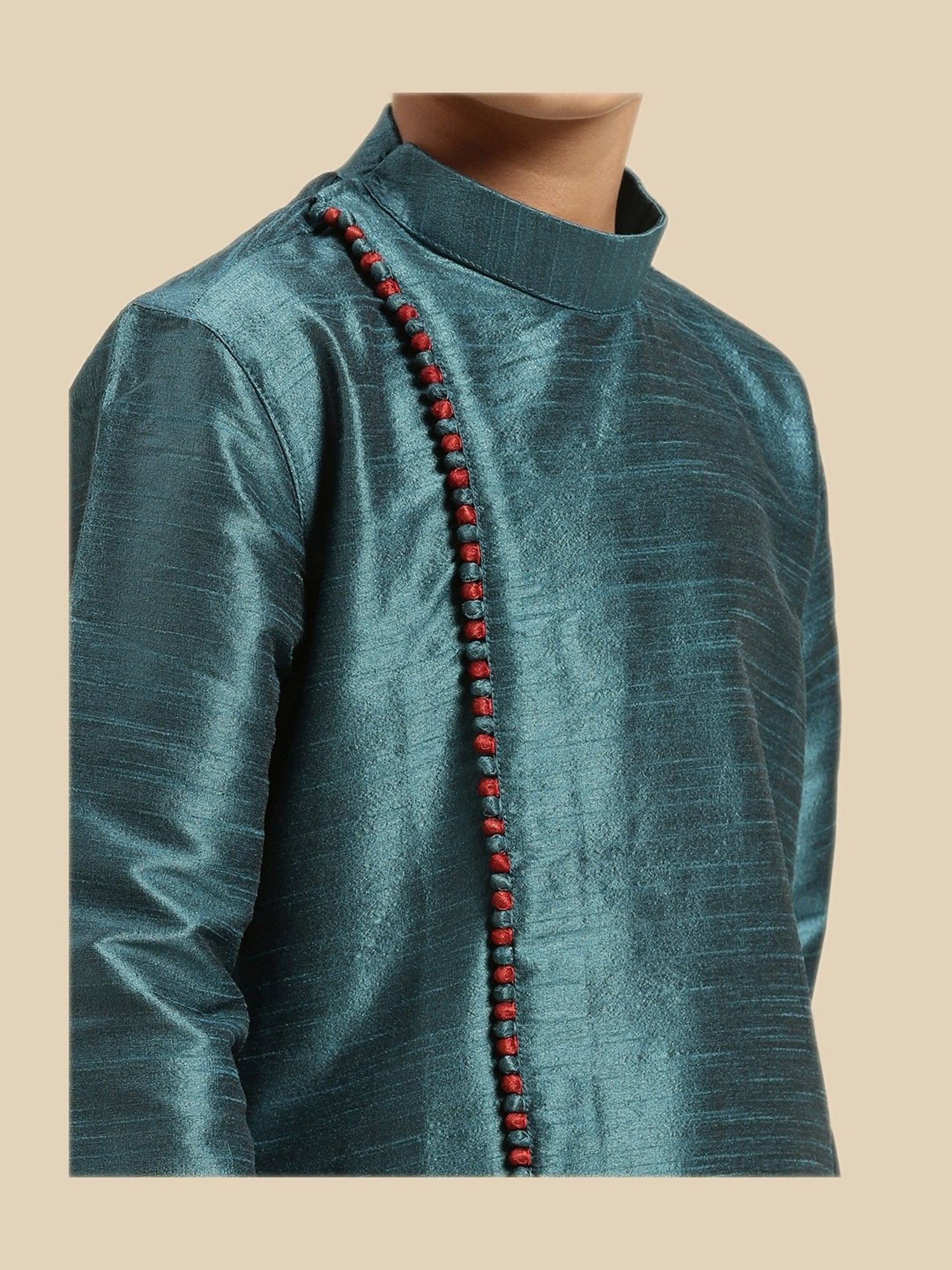 TABARD Kids Red Printed Full Sleeves Kurta